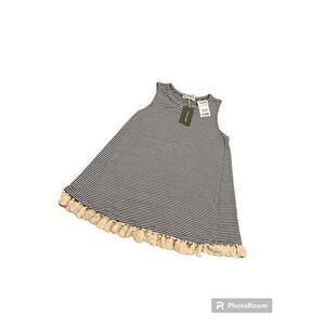 Pebble and Stone NWT Black White Stripe Sleeveless Tunic Beach Top Fringe